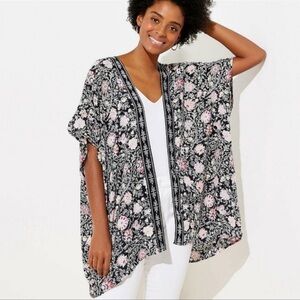 LOFT Border Floral Kimono – Lightweight Boho Floral – Size XS
